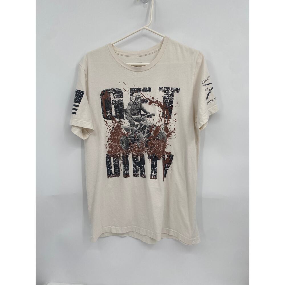 Grunt Style Get Dirty Quad in Mud Off-white Cream Short Sleeve T-shirt Large